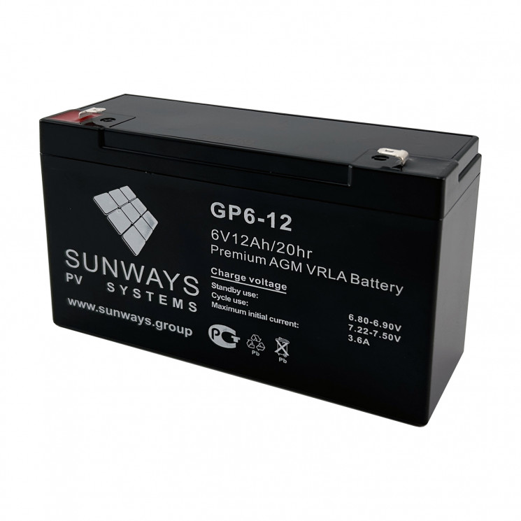 Аккумуляторная батарея SUNWAYS GP 6-12 купить в Ярославле