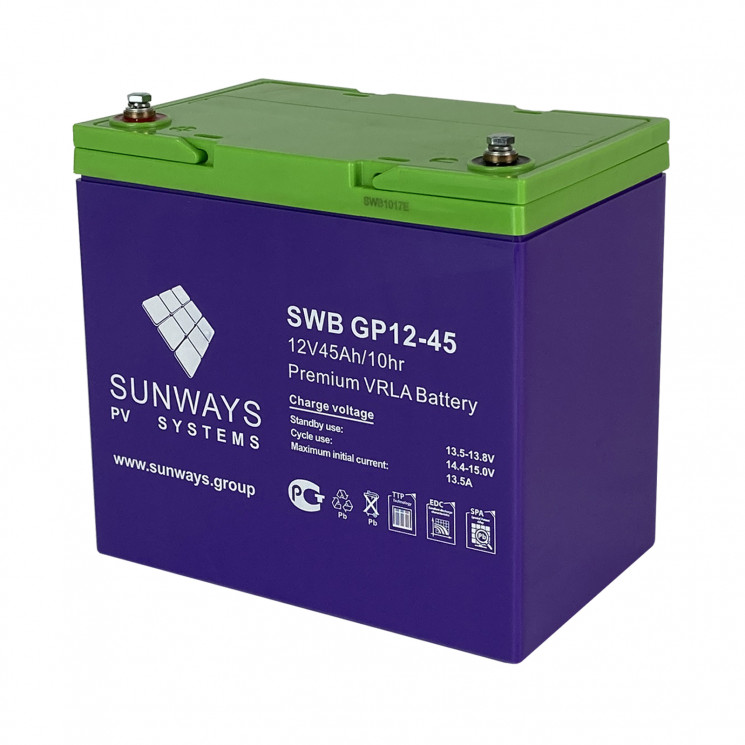 Аккумуляторная батарея SUNWAYS GP 12-45 купить в Ярославле