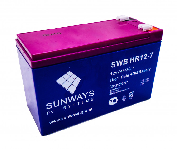 Аккумуляторная батарея SUNWAYS HR 12-7 купить в Ярославле