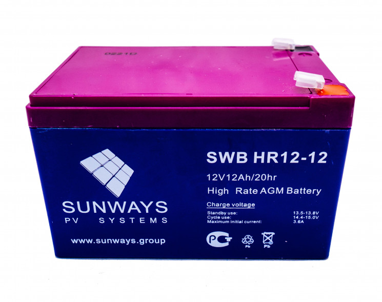 Аккумуляторная батарея SUNWAYS HR 12-12 купить в Ярославле